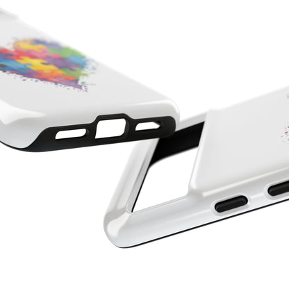 Autism Puzzle Heart Phone Case - Colorful Watercolor Protective Cover for iPhone, Samsung & Google Pixel - Geo Rocks The 'Tism