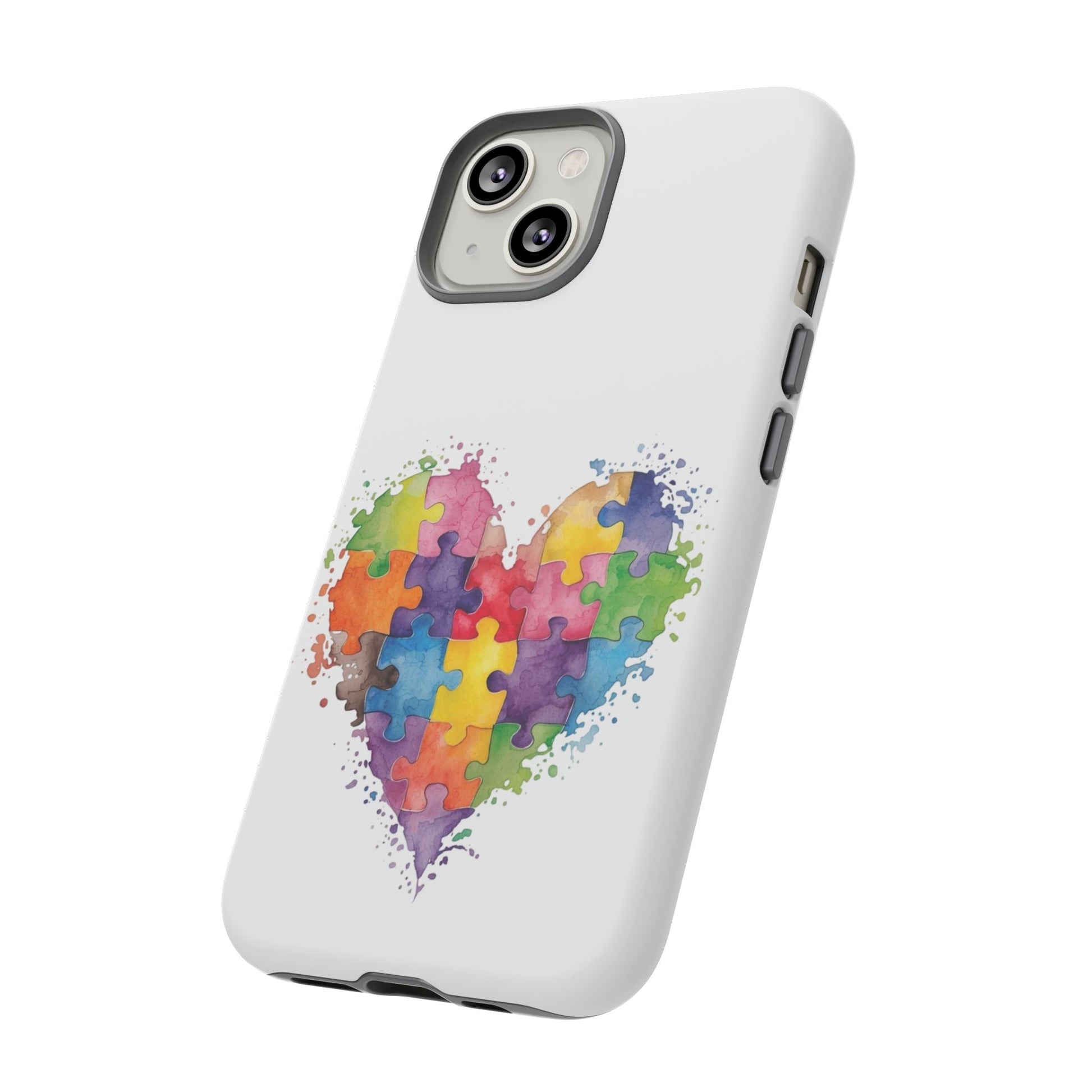 Autism Puzzle Heart Phone Case - Colorful Watercolor Protective Cover for iPhone, Samsung & Google Pixel - Geo Rocks The 'Tism