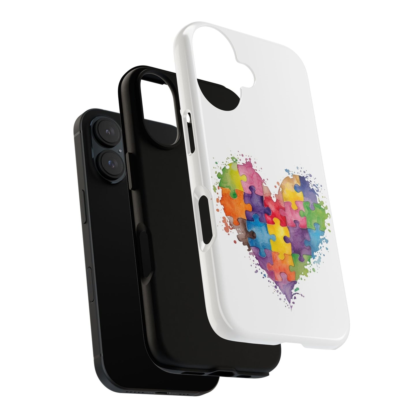 Autism Puzzle Heart Phone Case - Colorful Watercolor Protective Cover for iPhone, Samsung & Google Pixel - Geo Rocks The 'Tism