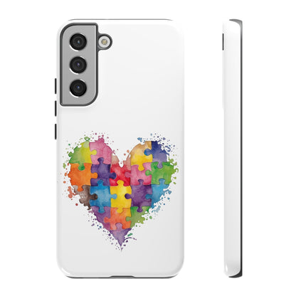 Autism Puzzle Heart Phone Case - Colorful Watercolor Protective Cover for iPhone, Samsung & Google Pixel - Geo Rocks The 'Tism