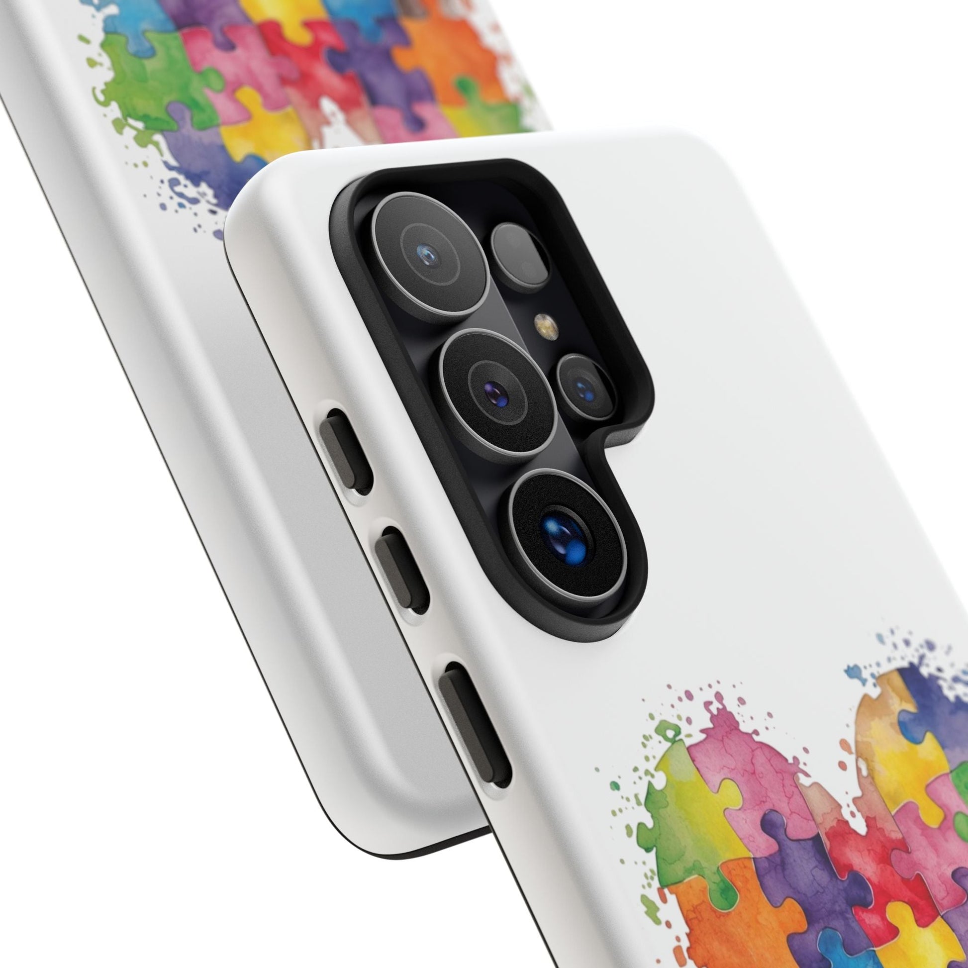 Autism Puzzle Heart Phone Case - Colorful Watercolor Protective Cover for iPhone, Samsung & Google Pixel - Geo Rocks The 'Tism