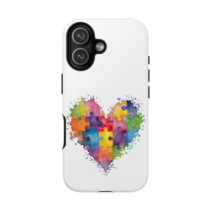 Autism Puzzle Heart Phone Case - Colorful Watercolor Protective Cover for iPhone, Samsung & Google Pixel - Geo Rocks The 'Tism