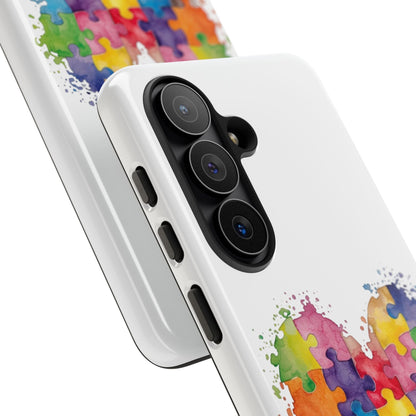 Autism Puzzle Heart Phone Case - Colorful Watercolor Protective Cover for iPhone, Samsung & Google Pixel - Geo Rocks The 'Tism