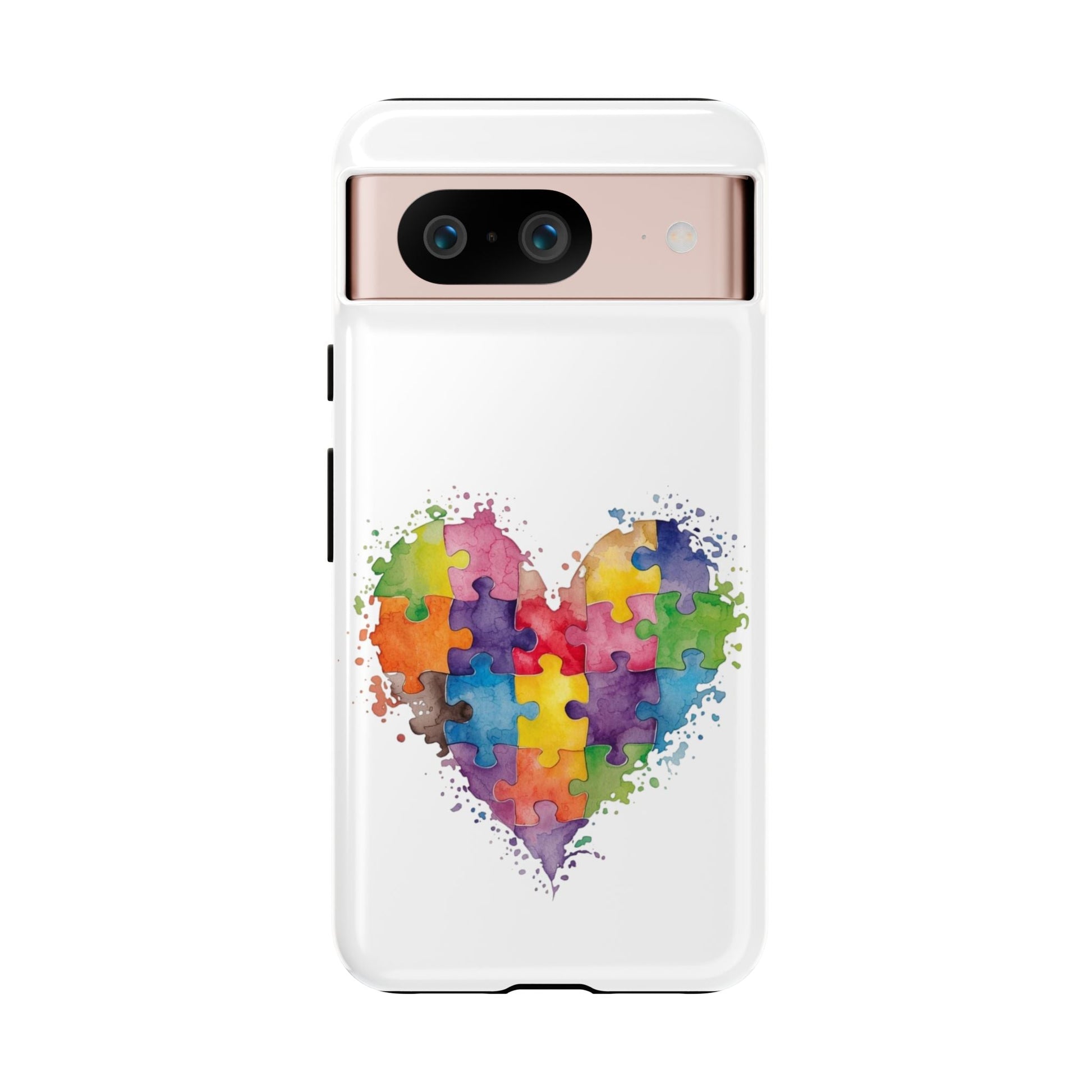 Autism Puzzle Heart Phone Case - Colorful Watercolor Protective Cover for iPhone, Samsung & Google Pixel - Geo Rocks The 'Tism