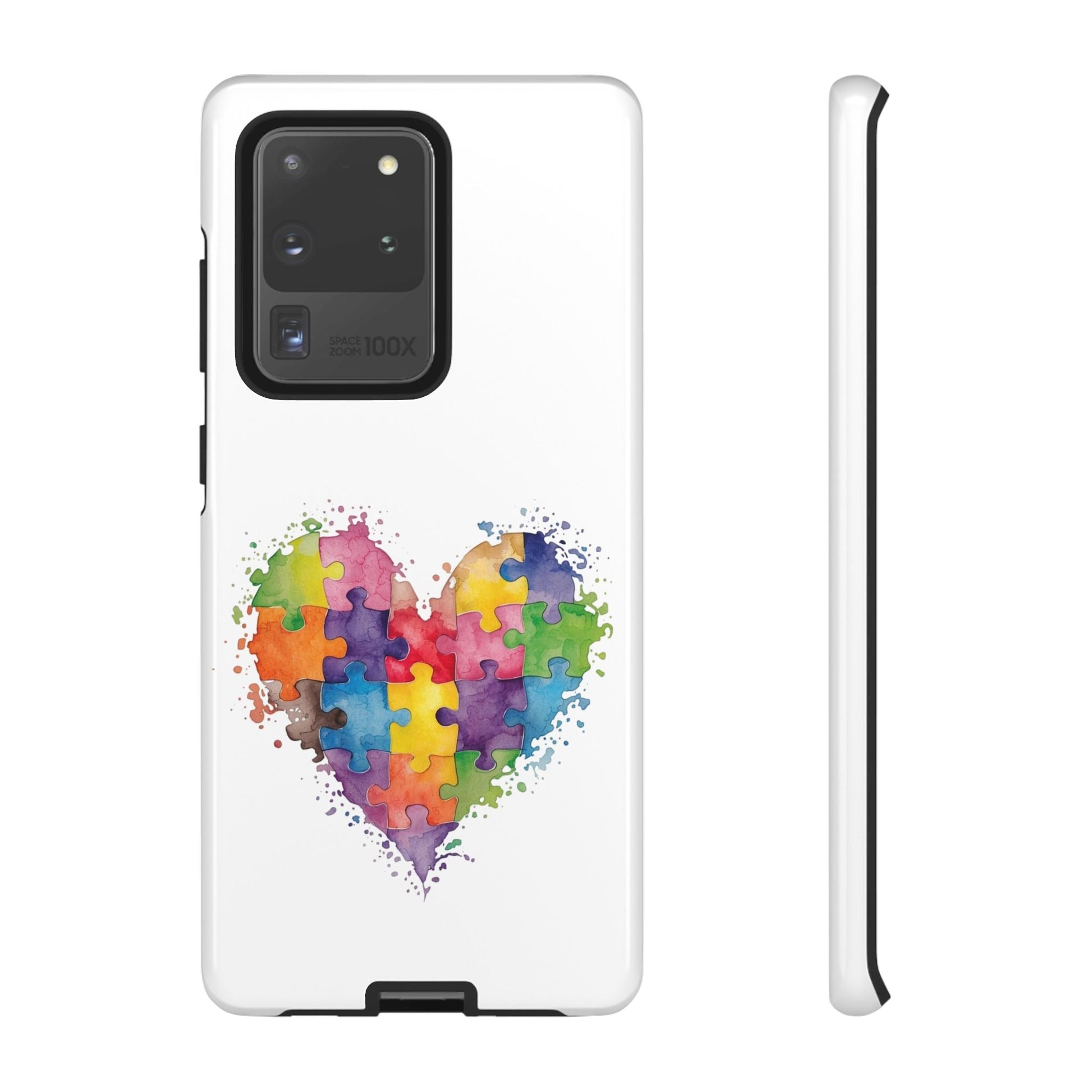 Autism Puzzle Heart Phone Case - Colorful Watercolor Protective Cover for iPhone, Samsung & Google Pixel - Geo Rocks The 'Tism