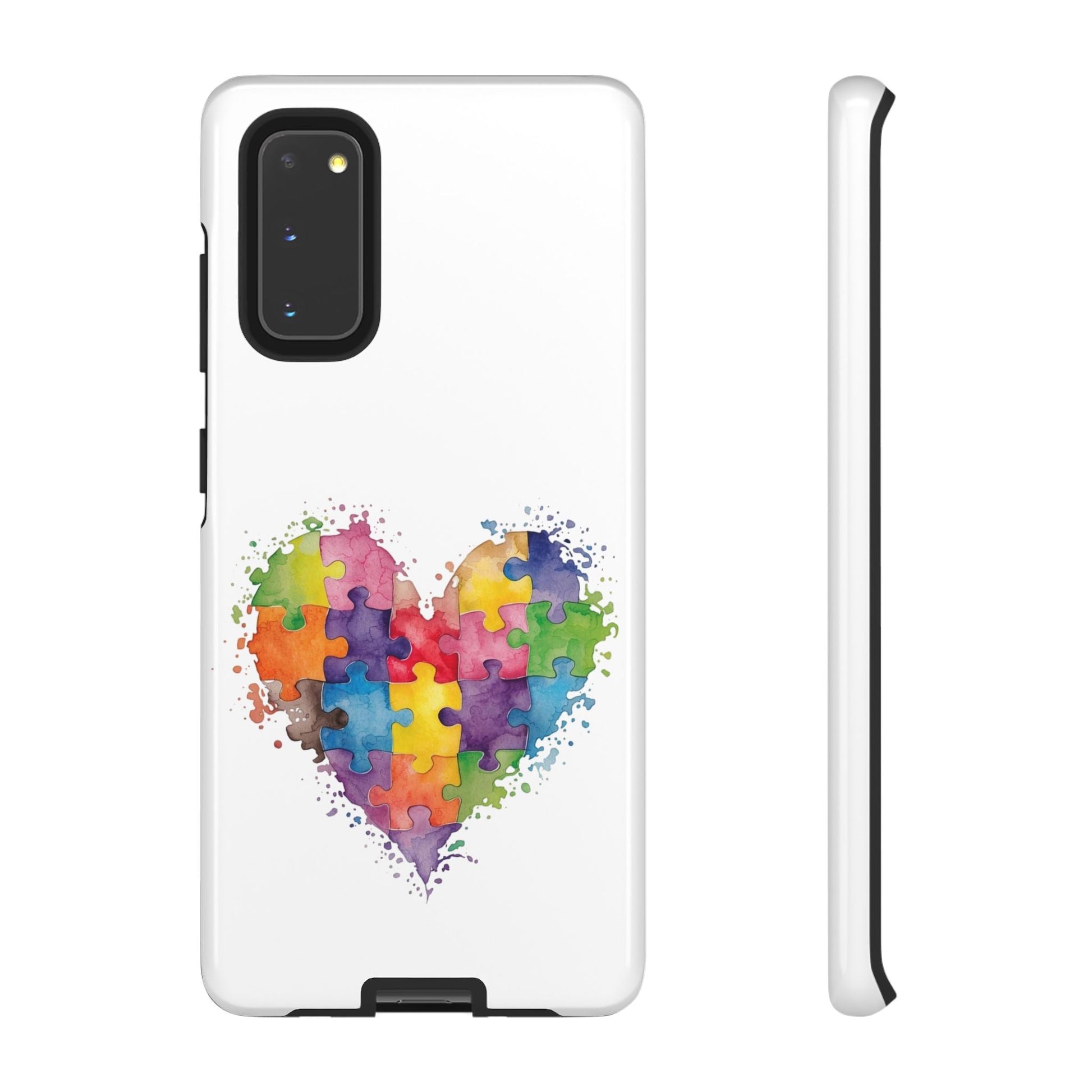 Autism Puzzle Heart Phone Case - Colorful Watercolor Protective Cover for iPhone, Samsung & Google Pixel - Geo Rocks The 'Tism