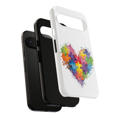 Autism Puzzle Heart Phone Case - Colorful Watercolor Protective Cover for iPhone, Samsung & Google Pixel - Geo Rocks The 'Tism