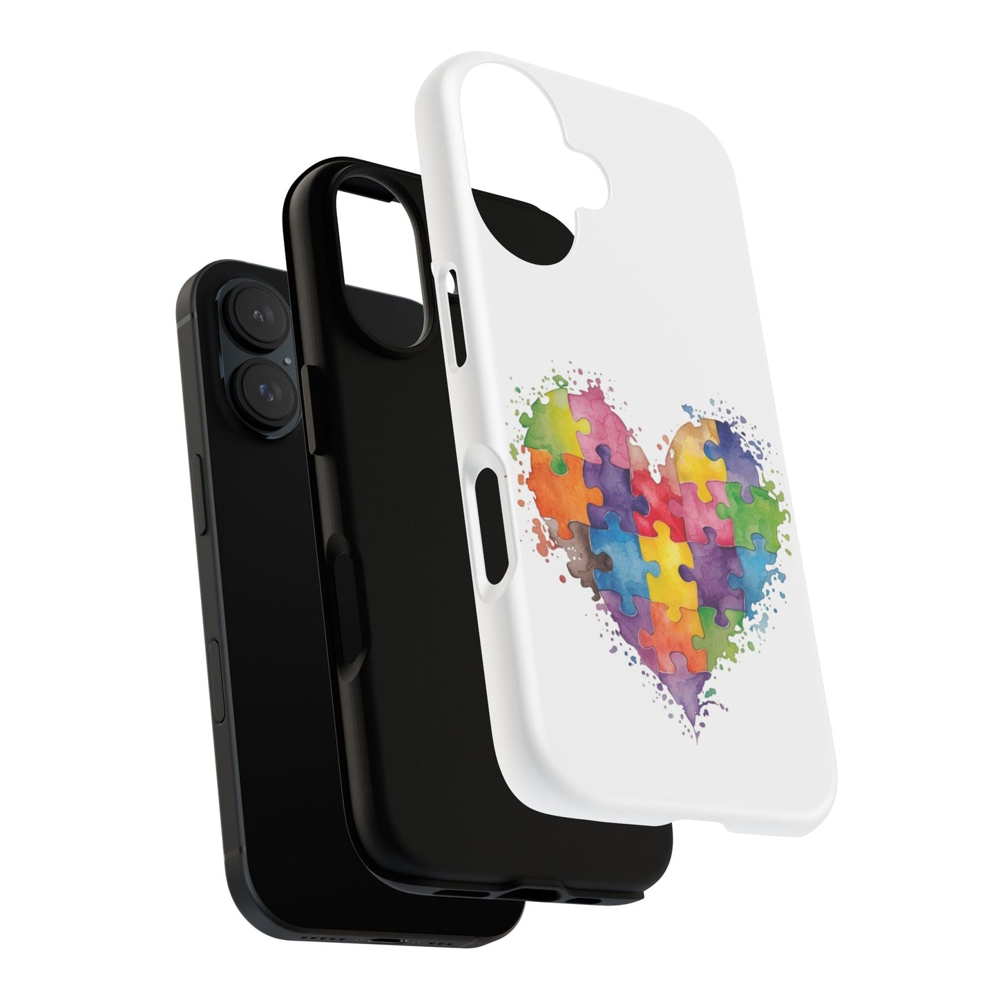 Autism Puzzle Heart Phone Case - Colorful Watercolor Protective Cover for iPhone, Samsung & Google Pixel - Geo Rocks The 'Tism