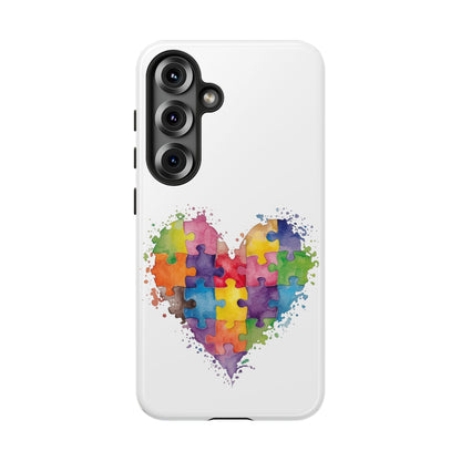 Autism Puzzle Heart Phone Case - Colorful Watercolor Protective Cover for iPhone, Samsung & Google Pixel - Geo Rocks The 'Tism