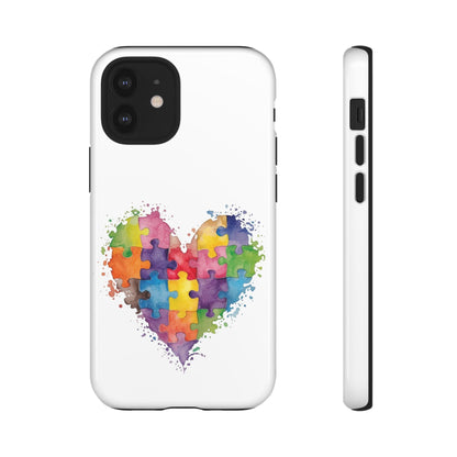 Autism Puzzle Heart Phone Case - Colorful Watercolor Protective Cover for iPhone, Samsung & Google Pixel - Geo Rocks The 'Tism