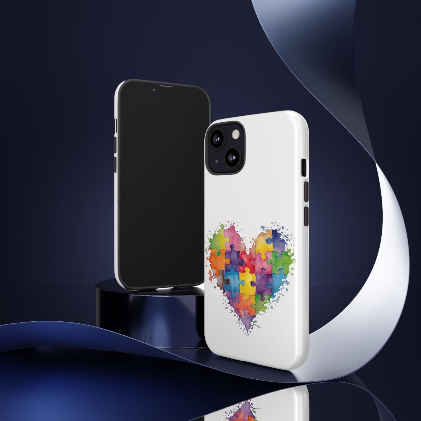 Autism Puzzle Heart Phone Case - Colorful Watercolor Protective Cover for iPhone, Samsung & Google Pixel - Geo Rocks The 'Tism