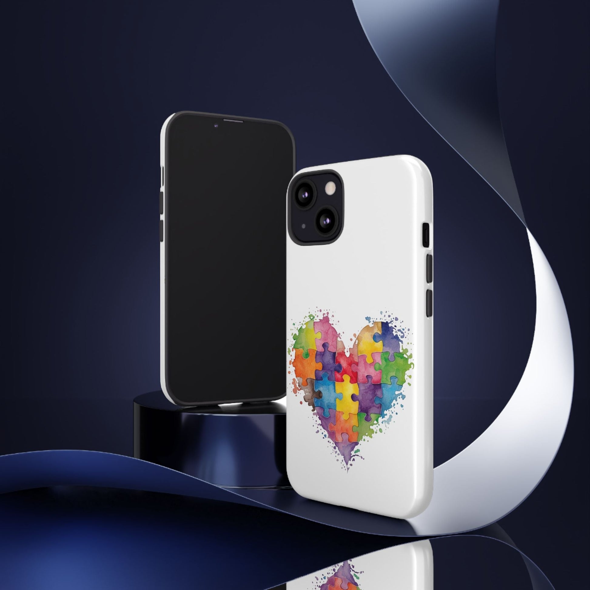 Autism Puzzle Heart Phone Case - Colorful Watercolor Protective Cover for iPhone, Samsung & Google Pixel - Geo Rocks The 'Tism