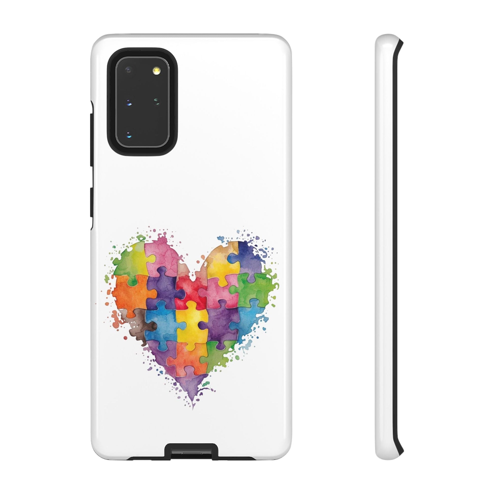 Autism Puzzle Heart Phone Case - Colorful Watercolor Protective Cover for iPhone, Samsung & Google Pixel - Geo Rocks The 'Tism