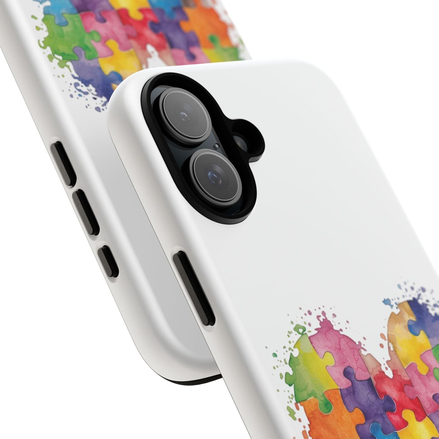 Autism Puzzle Heart Phone Case - Colorful Watercolor Protective Cover for iPhone, Samsung & Google Pixel - Geo Rocks The 'Tism