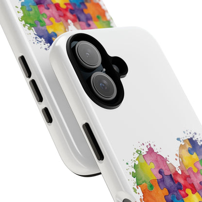 Autism Puzzle Heart Phone Case - Colorful Watercolor Protective Cover for iPhone, Samsung & Google Pixel - Geo Rocks The 'Tism