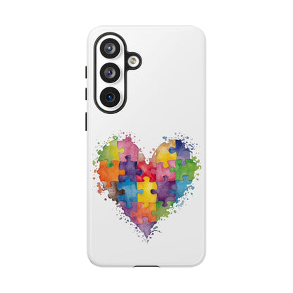 Autism Puzzle Heart Phone Case - Colorful Watercolor Protective Cover for iPhone, Samsung & Google Pixel - Geo Rocks The 'Tism