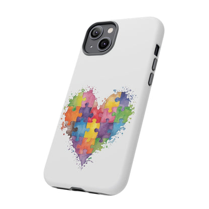 Autism Puzzle Heart Phone Case - Colorful Watercolor Protective Cover for iPhone, Samsung & Google Pixel - Geo Rocks The 'Tism