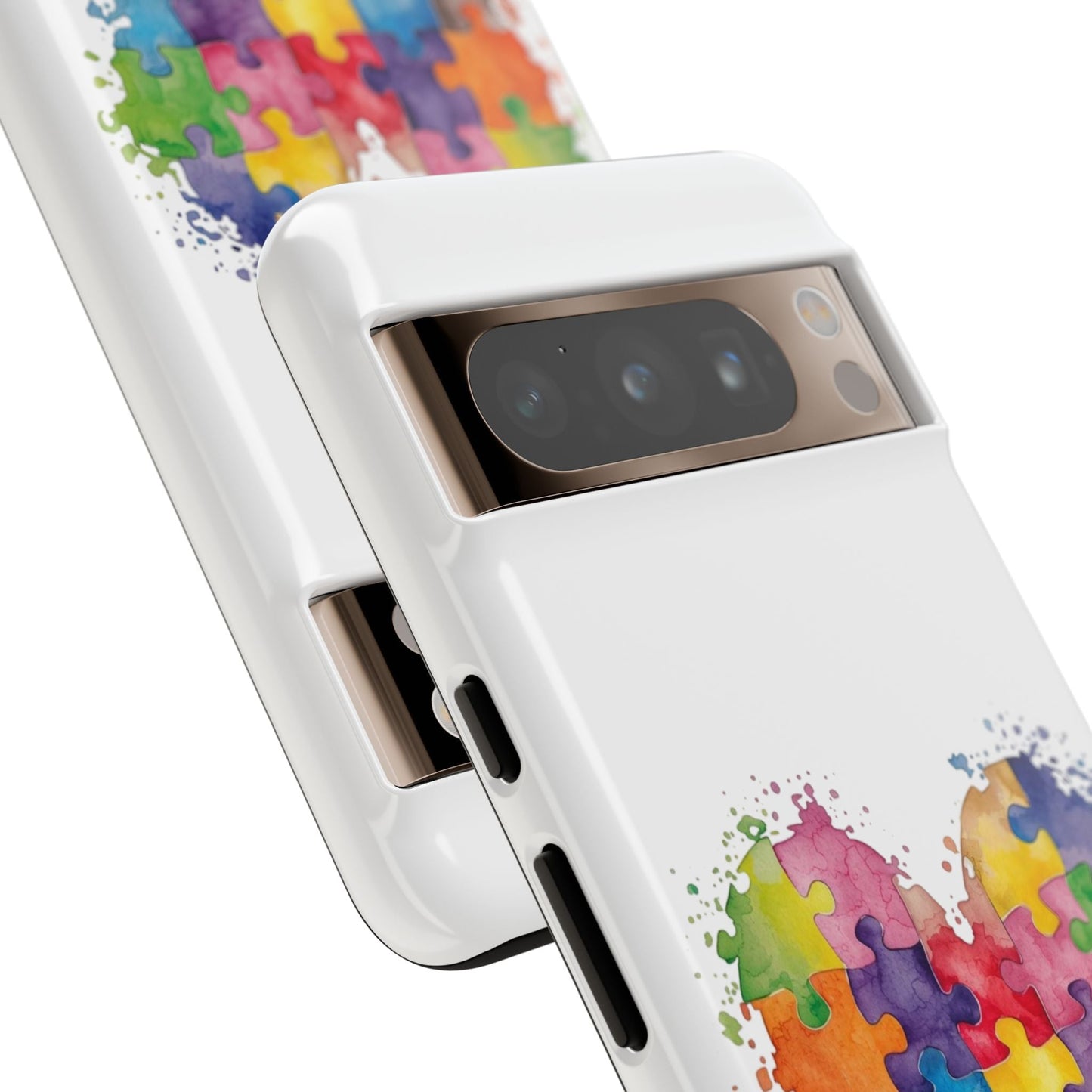 Autism Puzzle Heart Phone Case - Colorful Watercolor Protective Cover for iPhone, Samsung & Google Pixel - Geo Rocks The 'Tism