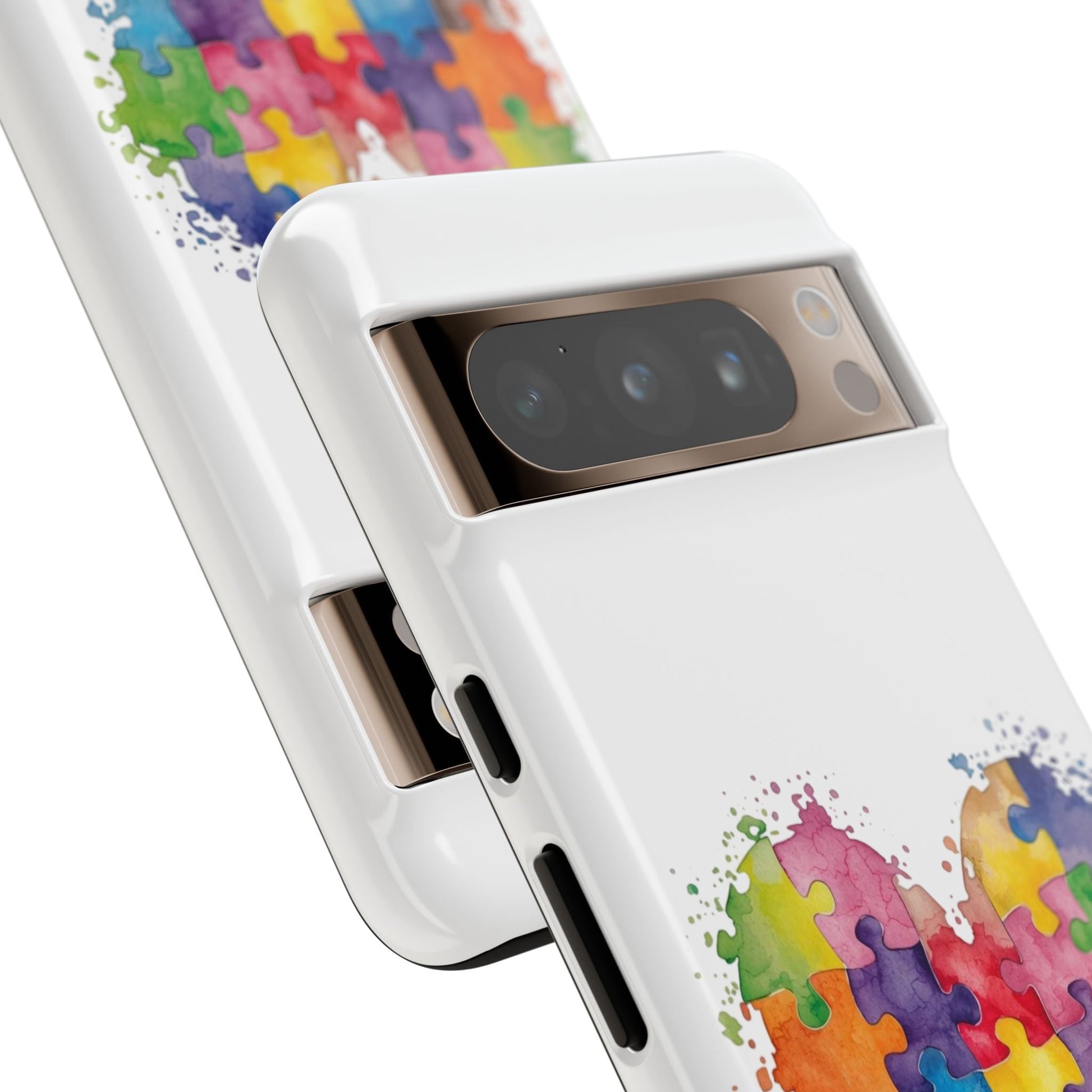 Autism Puzzle Heart Phone Case - Colorful Watercolor Protective Cover for iPhone, Samsung & Google Pixel - Geo Rocks The 'Tism