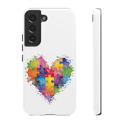 Autism Puzzle Heart Phone Case - Colorful Watercolor Protective Cover for iPhone, Samsung & Google Pixel - Geo Rocks The 'Tism