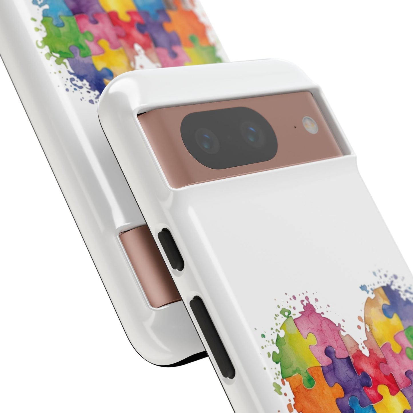 Autism Puzzle Heart Phone Case - Colorful Watercolor Protective Cover for iPhone, Samsung & Google Pixel - Geo Rocks The 'Tism