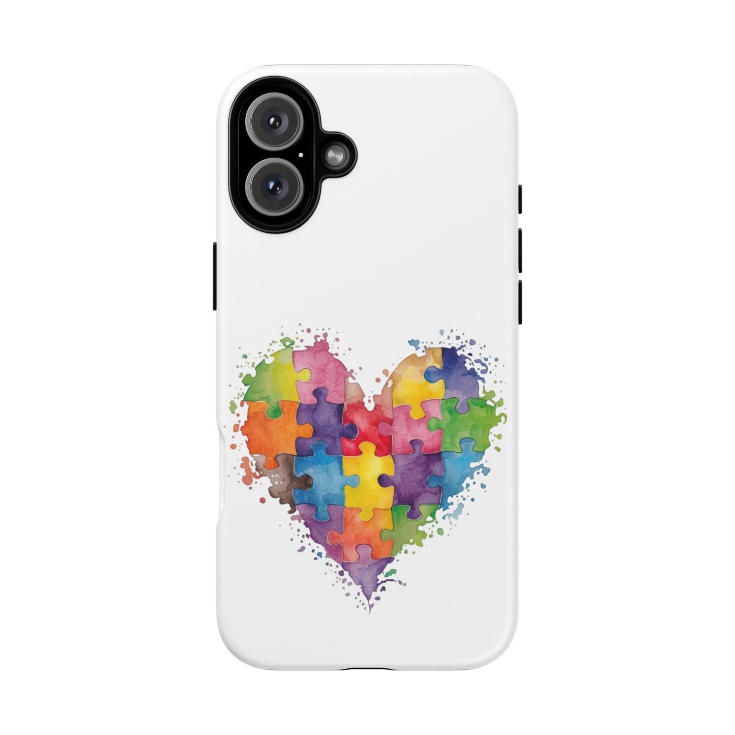 Autism Puzzle Heart Phone Case - Colorful Watercolor Protective Cover for iPhone, Samsung & Google Pixel - Geo Rocks The 'Tism