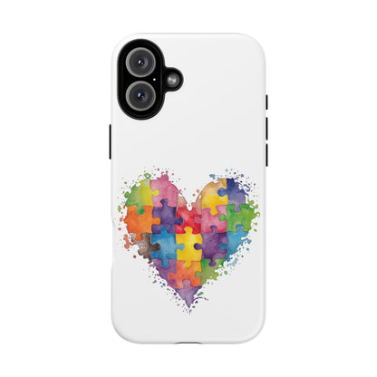 Autism Puzzle Heart Phone Case - Colorful Watercolor Protective Cover for iPhone, Samsung & Google Pixel - Geo Rocks The 'Tism