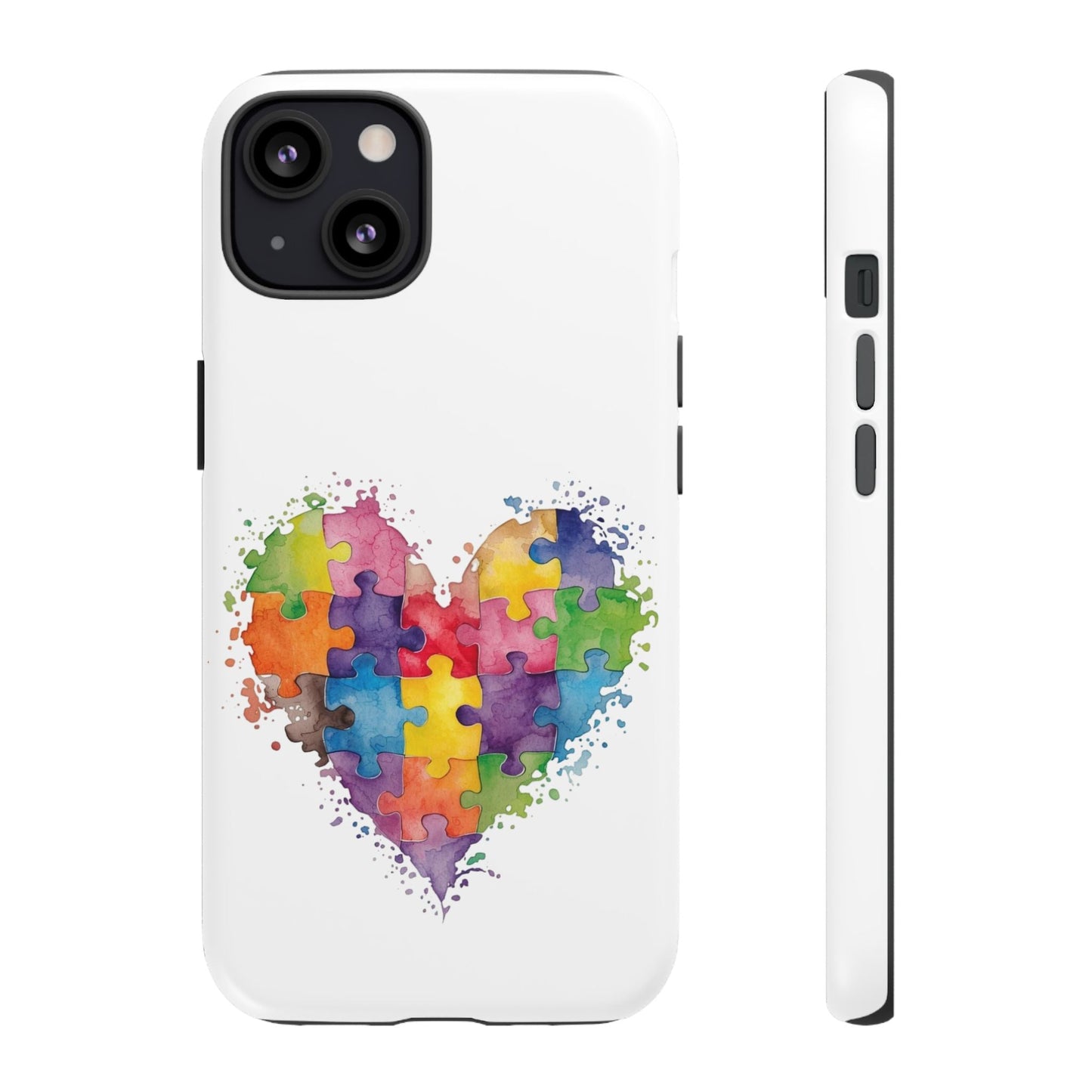 Autism Puzzle Heart Phone Case - Colorful Watercolor Protective Cover for iPhone, Samsung & Google Pixel - Geo Rocks The 'Tism