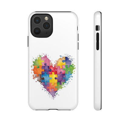 Autism Puzzle Heart Phone Case - Colorful Watercolor Protective Cover for iPhone, Samsung & Google Pixel - Geo Rocks The 'Tism