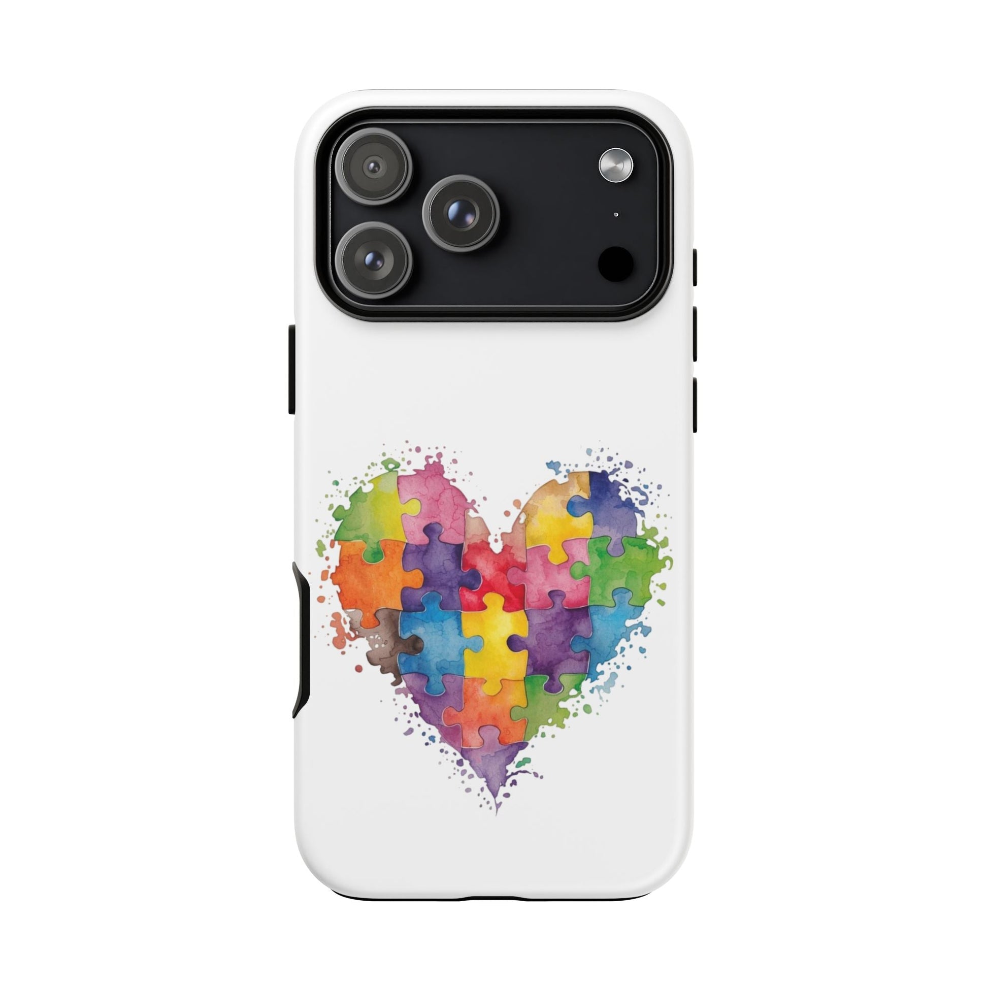 Autism Puzzle Heart Phone Case - Colorful Watercolor Protective Cover for iPhone, Samsung & Google Pixel - Geo Rocks The 'Tism
