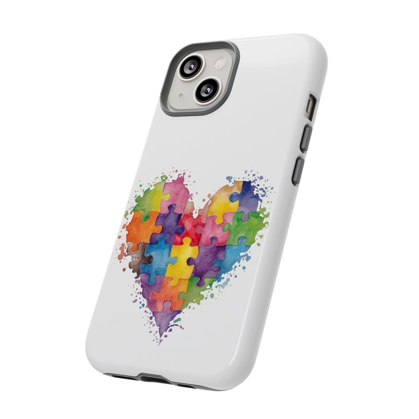 Autism Puzzle Heart Phone Case - Colorful Watercolor Protective Cover for iPhone, Samsung & Google Pixel - Geo Rocks The 'Tism