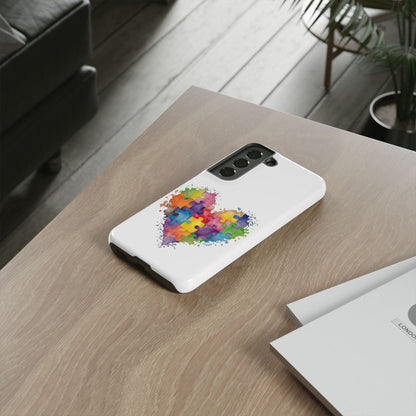 Autism Puzzle Heart Phone Case - Colorful Watercolor Protective Cover for iPhone, Samsung & Google Pixel - Geo Rocks The 'Tism