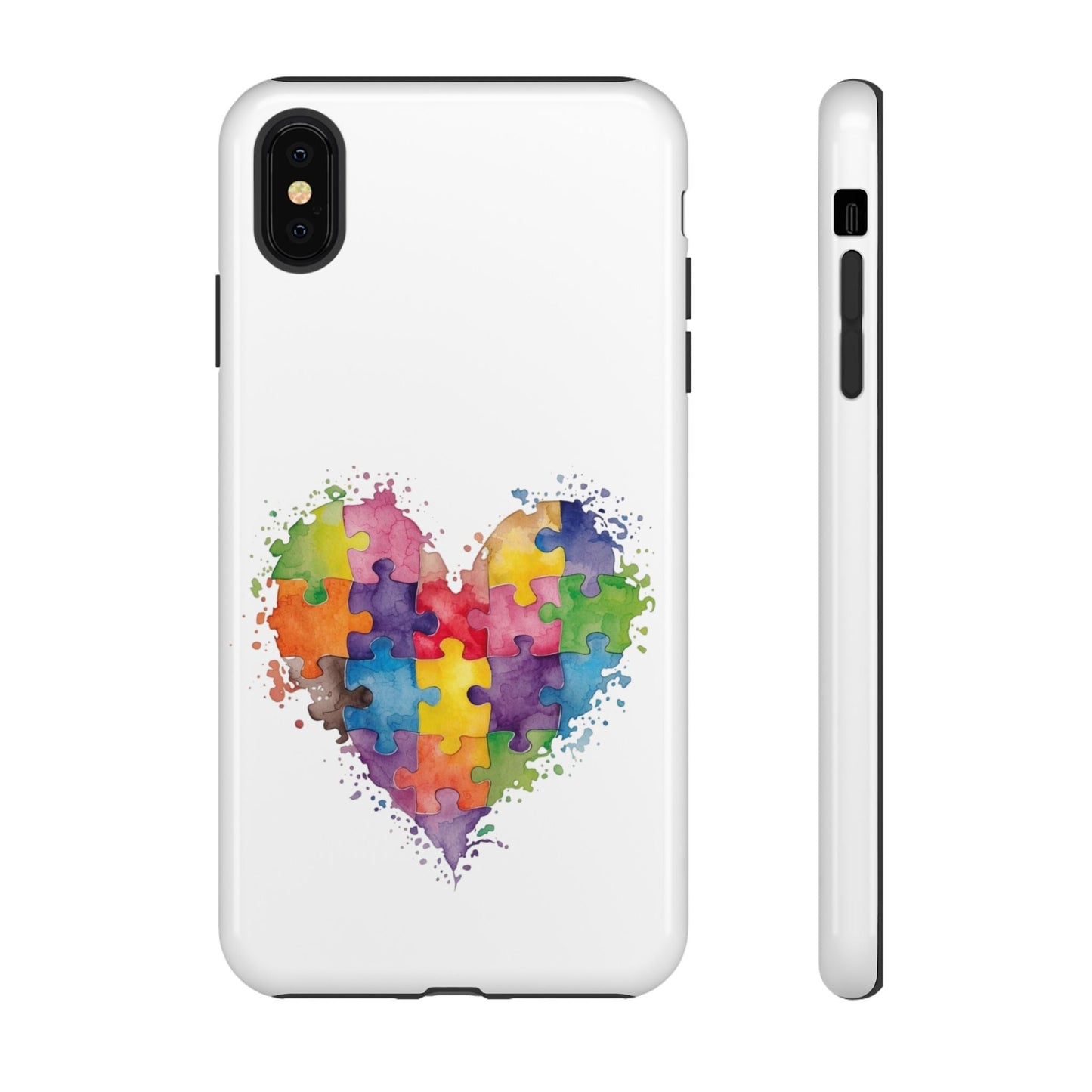 Autism Puzzle Heart Phone Case - Colorful Watercolor Protective Cover for iPhone, Samsung & Google Pixel - Geo Rocks The 'Tism