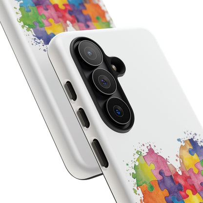 Autism Puzzle Heart Phone Case - Colorful Watercolor Protective Cover for iPhone, Samsung & Google Pixel - Geo Rocks The 'Tism