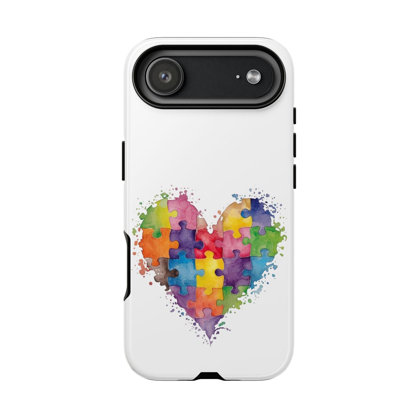 Autism Puzzle Heart Phone Case - Colorful Watercolor Protective Cover for iPhone, Samsung & Google Pixel - Geo Rocks The 'Tism