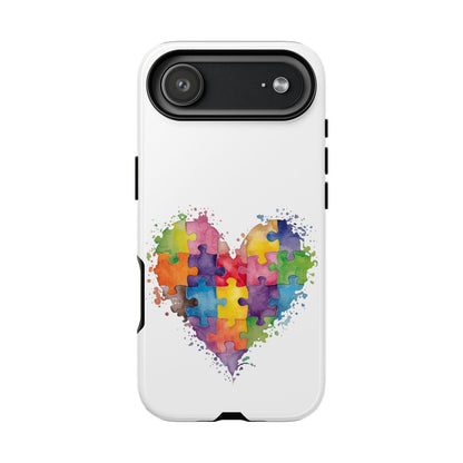 Autism Puzzle Heart Phone Case - Colorful Watercolor Protective Cover for iPhone, Samsung & Google Pixel - Geo Rocks The 'Tism