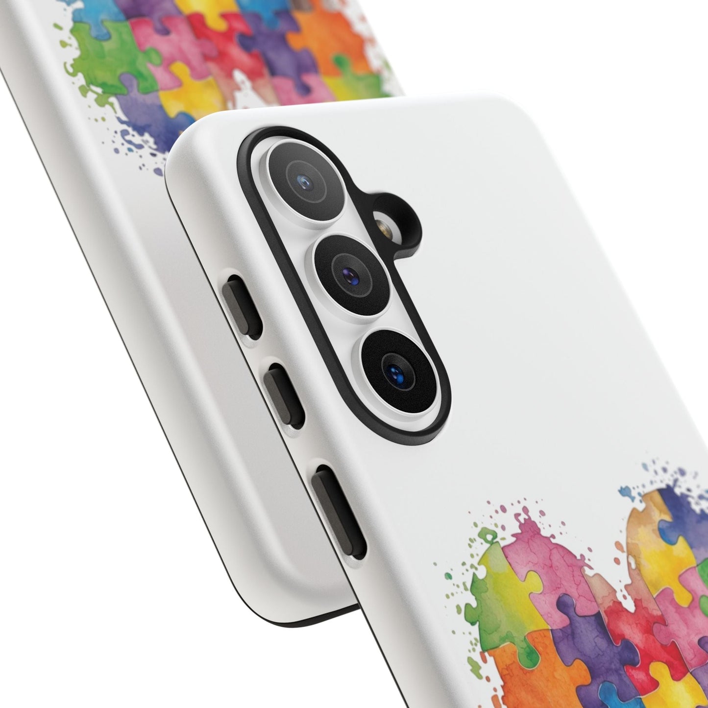 Autism Puzzle Heart Phone Case - Colorful Watercolor Protective Cover for iPhone, Samsung & Google Pixel - Geo Rocks The 'Tism