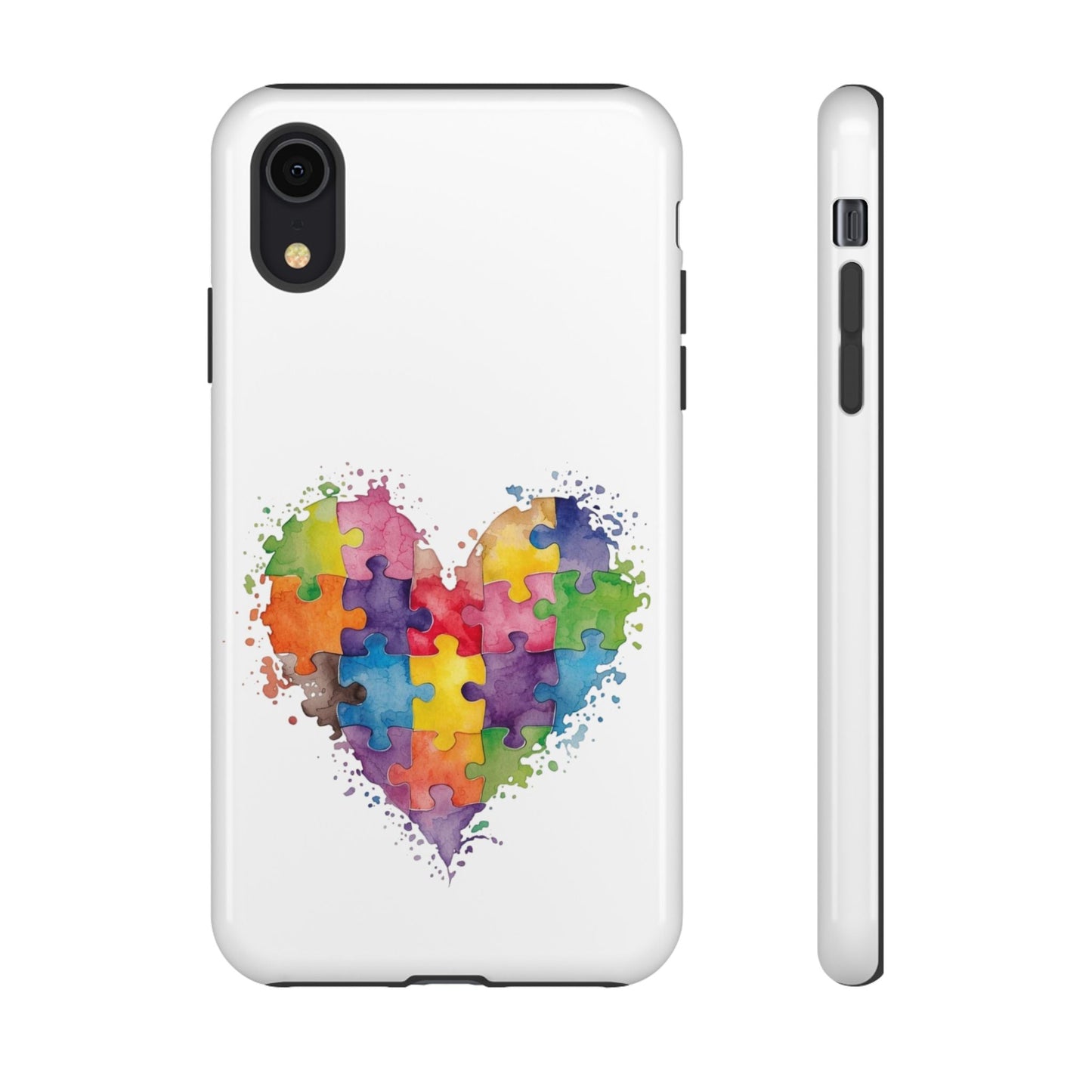 Autism Puzzle Heart Phone Case - Colorful Watercolor Protective Cover for iPhone, Samsung & Google Pixel - Geo Rocks The 'Tism
