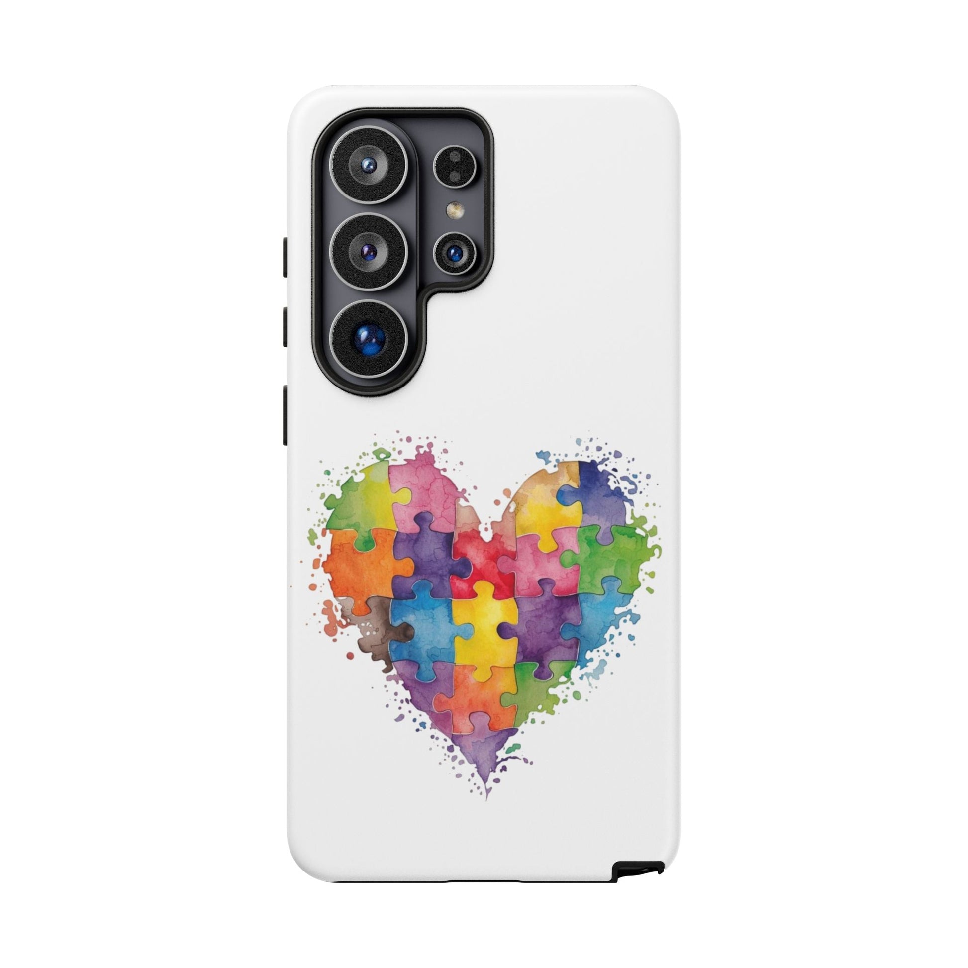 Autism Puzzle Heart Phone Case - Colorful Watercolor Protective Cover for iPhone, Samsung & Google Pixel - Geo Rocks The 'Tism