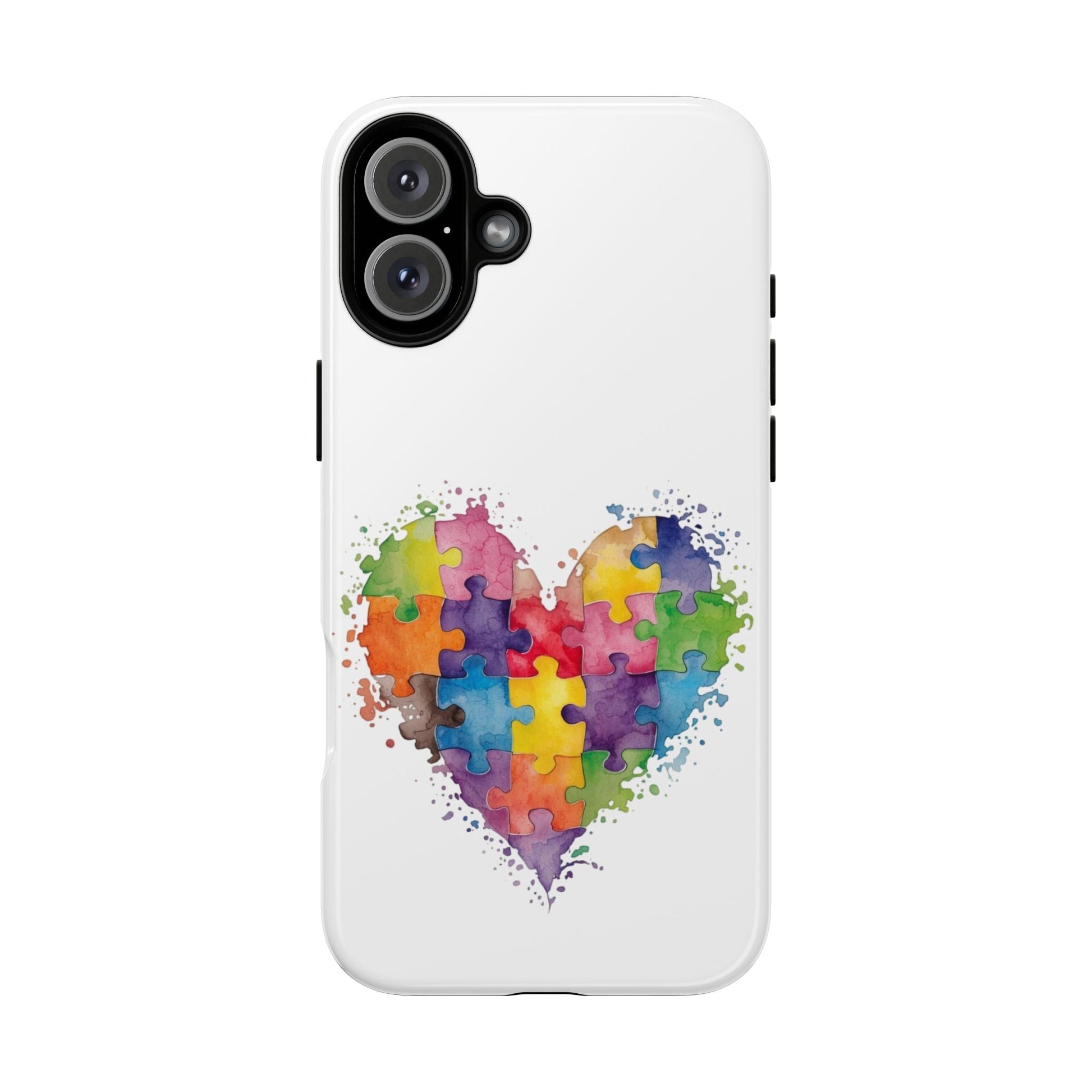 Autism Puzzle Heart Phone Case - Colorful Watercolor Protective Cover for iPhone, Samsung & Google Pixel - Geo Rocks The 'Tism