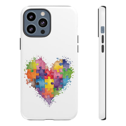 Autism Puzzle Heart Phone Case - Colorful Watercolor Protective Cover for iPhone, Samsung & Google Pixel - Geo Rocks The 'Tism