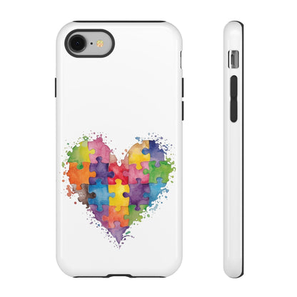 Autism Puzzle Heart Phone Case - Colorful Watercolor Protective Cover for iPhone, Samsung & Google Pixel - Geo Rocks The 'Tism