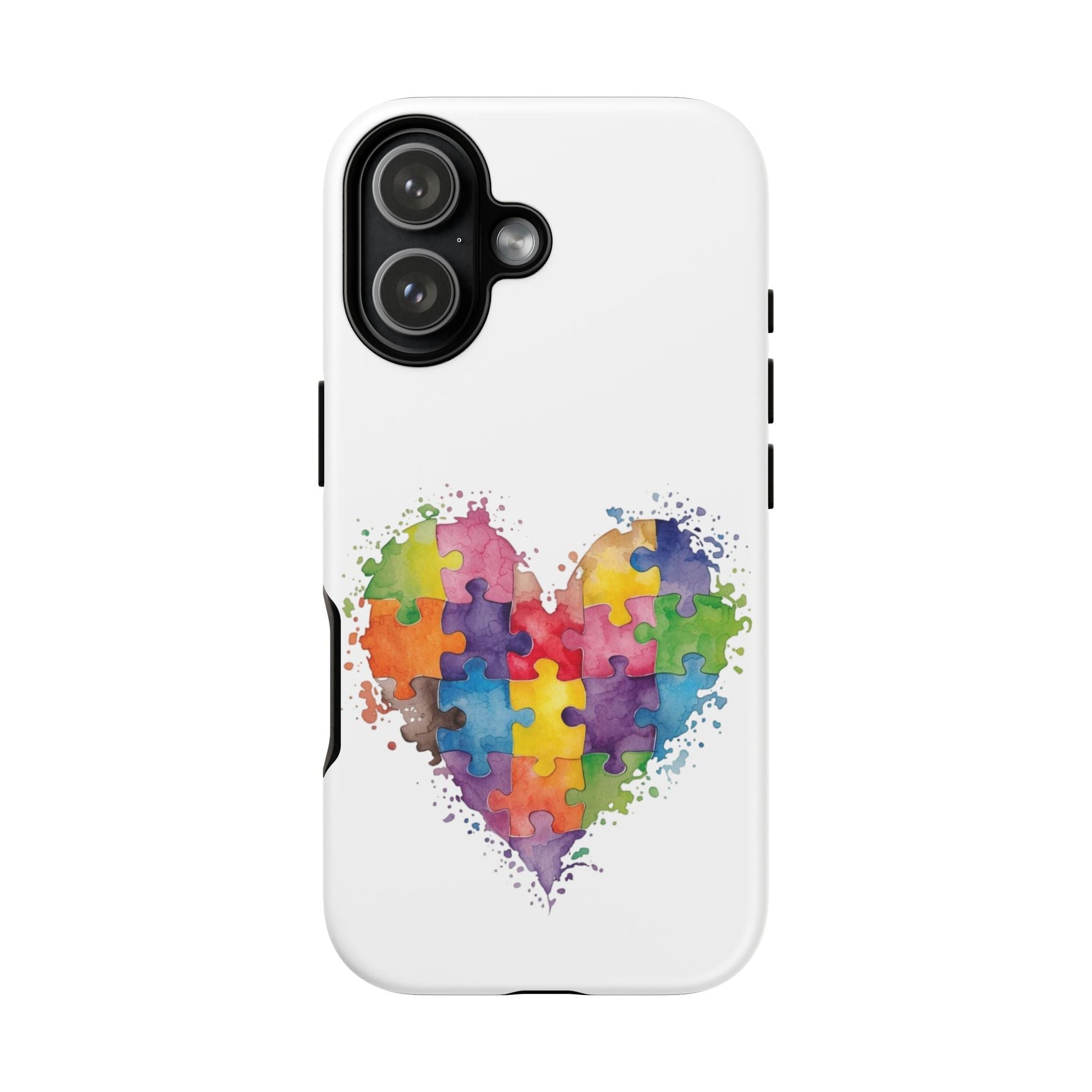 Autism Puzzle Heart Phone Case - Colorful Watercolor Protective Cover for iPhone, Samsung & Google Pixel - Geo Rocks The 'Tism