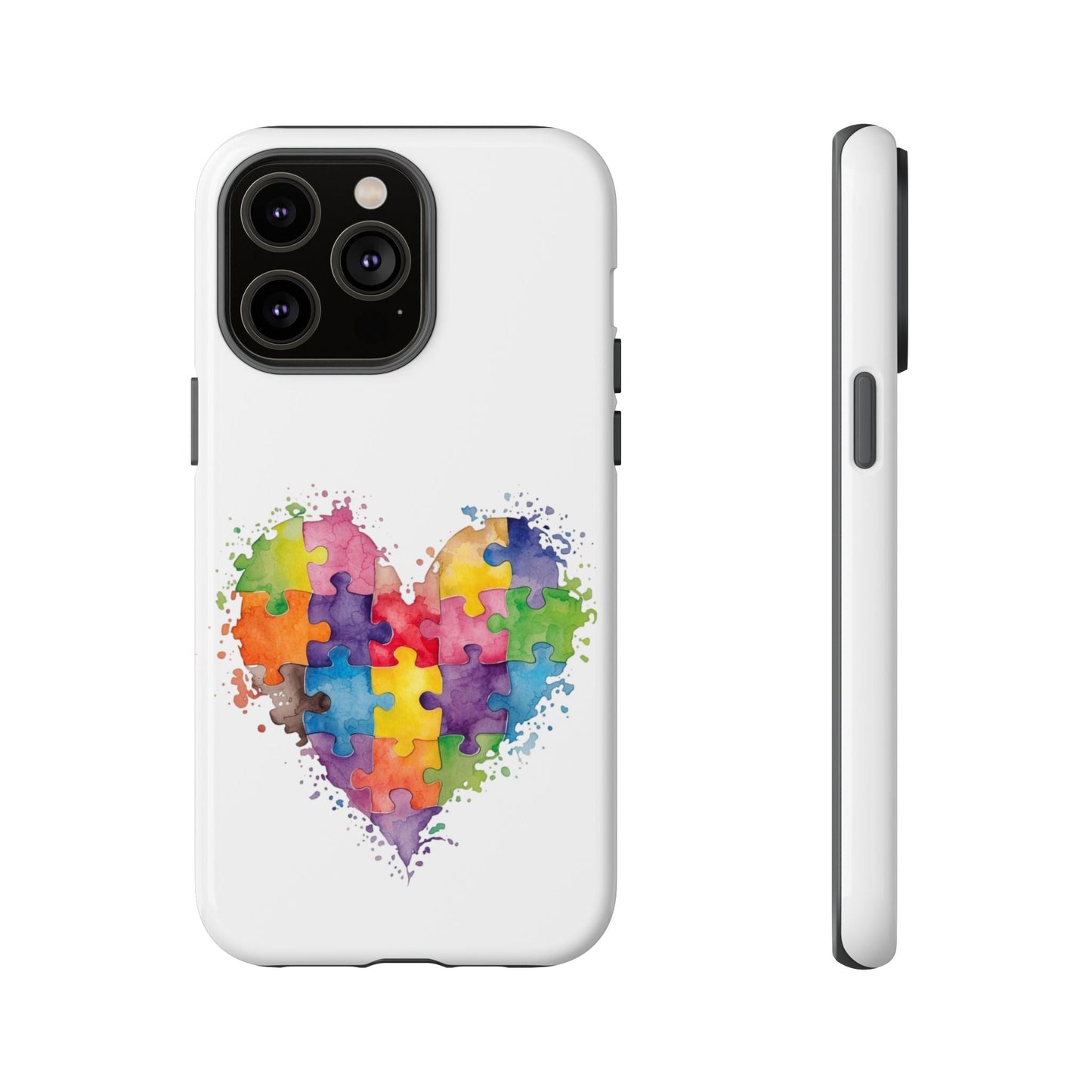 Autism Puzzle Heart Phone Case - Colorful Watercolor Protective Cover for iPhone, Samsung & Google Pixel - Geo Rocks The 'Tism