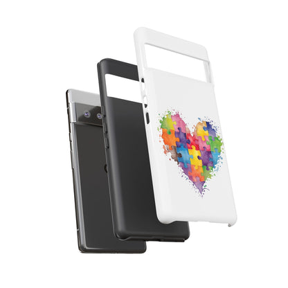 Autism Puzzle Heart Phone Case - Colorful Watercolor Protective Cover for iPhone, Samsung & Google Pixel - Geo Rocks The 'Tism