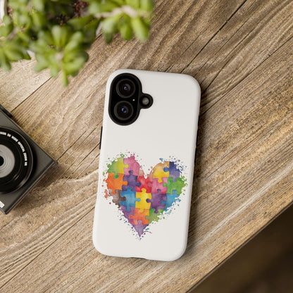 Autism Puzzle Heart Phone Case - Colorful Watercolor Protective Cover for iPhone, Samsung & Google Pixel - Geo Rocks The 'Tism