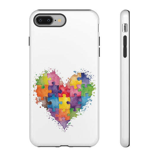 Autism Puzzle Heart Phone Case - Colorful Watercolor Protective Cover for iPhone, Samsung & Google Pixel - Geo Rocks The 'Tism