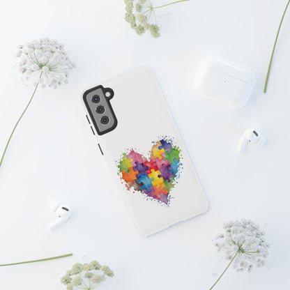 Autism Puzzle Heart Phone Case - Colorful Watercolor Protective Cover for iPhone, Samsung & Google Pixel - Geo Rocks The 'Tism