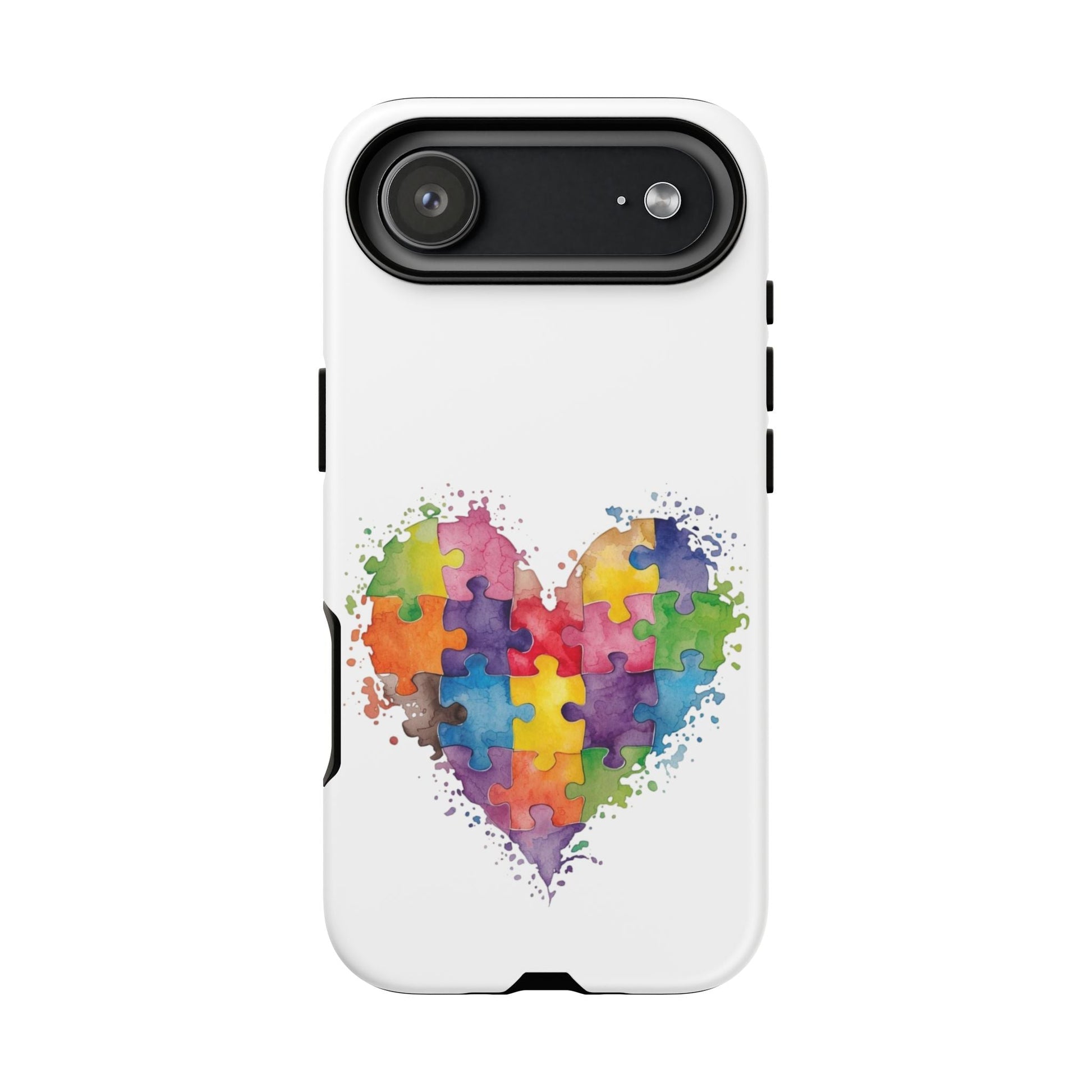 Autism Puzzle Heart Phone Case - Colorful Watercolor Protective Cover for iPhone, Samsung & Google Pixel - Geo Rocks The 'Tism