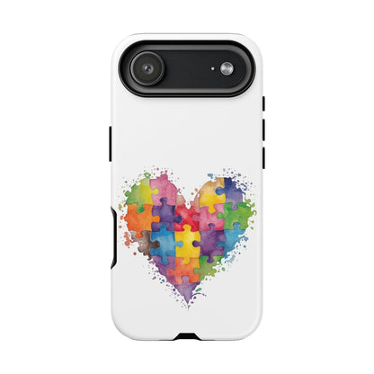 Autism Puzzle Heart Phone Case - Colorful Watercolor Protective Cover for iPhone, Samsung & Google Pixel - Geo Rocks The 'Tism